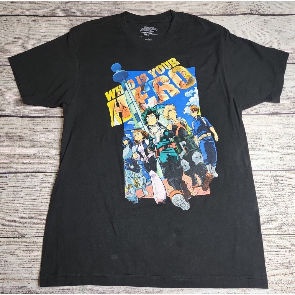 My Hero Academia Two Heroes Graphic T-Shirt Mens Large Black Funimation Anime L